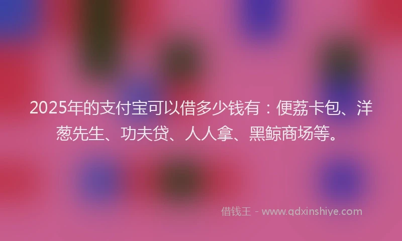 2025年的支付宝可以借多少钱有：便荔卡包、洋葱先生、功夫贷、人人拿、黑鲸商场等。