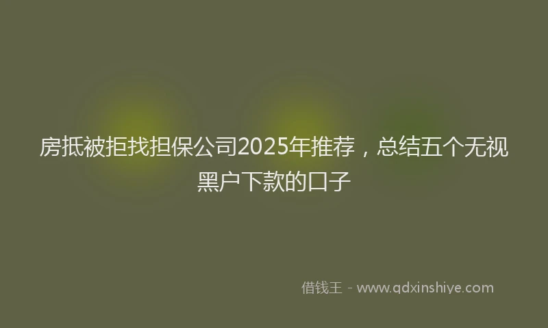 房抵被拒找担保公司2025年推荐，总结五个无视黑户下款的口子