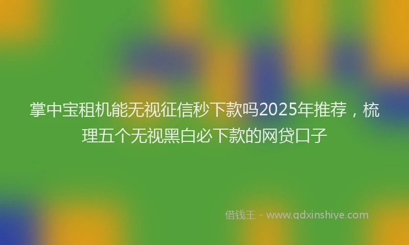 掌中宝租机能无视征信秒下款吗2025年推荐，梳理五个无视黑白必下款的网贷口子