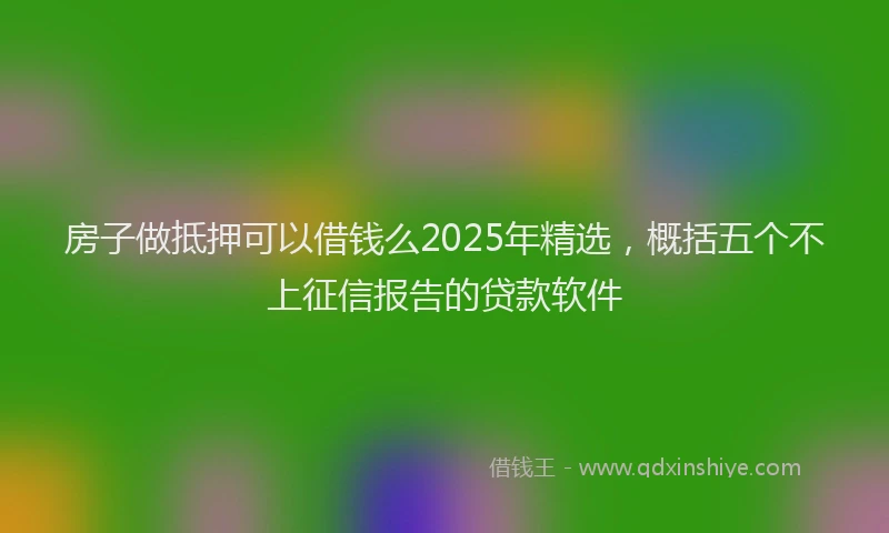 房子做抵押可以借钱么2025年精选，概括五个不上征信报告的贷款软件