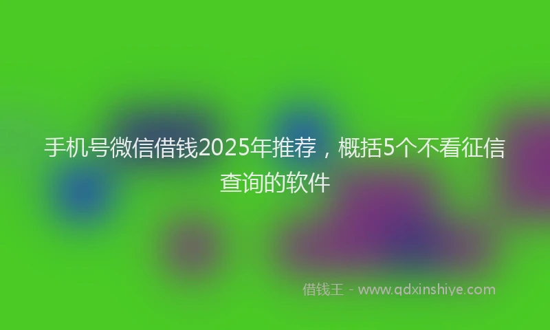 手机号微信借钱2025年推荐，概括5个不看征信查询的软件