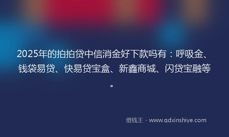 2025年的拍拍贷中信消金好下款吗有：呼吸金、钱袋易贷、快易贷宝盒、新鑫商城、闪贷宝融等。
