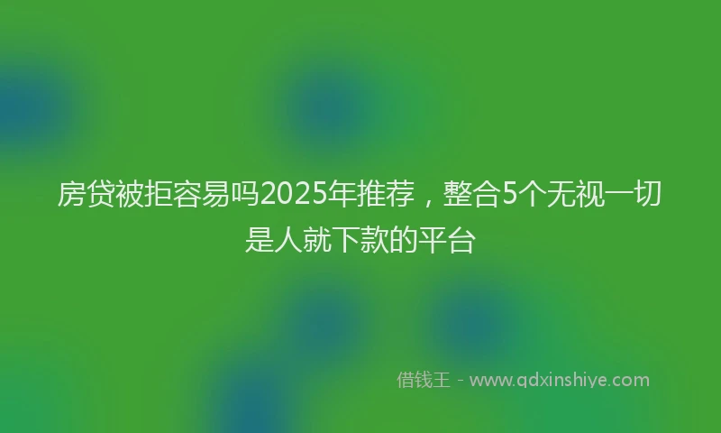 房贷被拒容易吗2025年推荐，整合5个无视一切是人就下款的平台