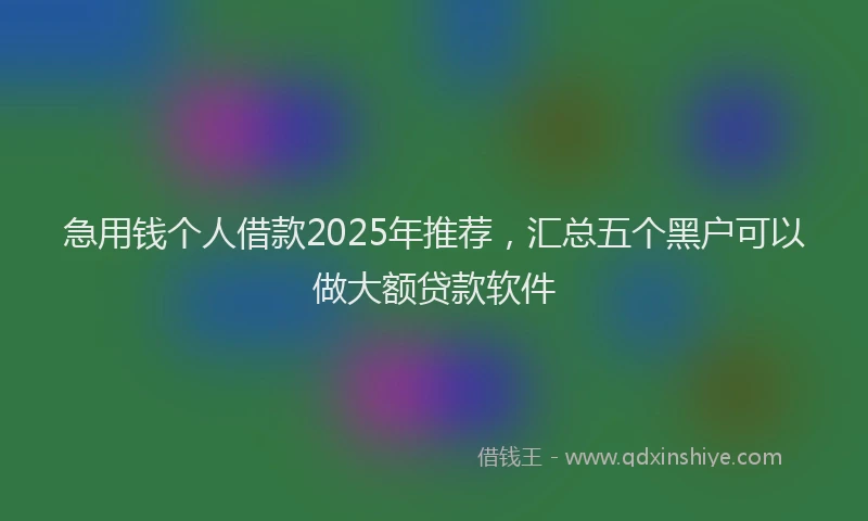 急用钱个人借款2025年推荐，汇总五个黑户可以做大额贷款软件