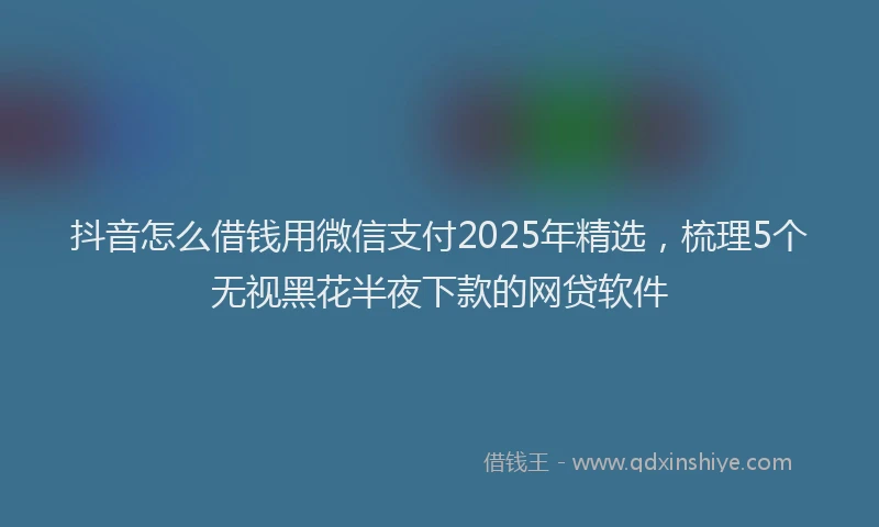 抖音怎么借钱用微信支付2025年精选，梳理5个无视黑花半夜下款的网贷软件