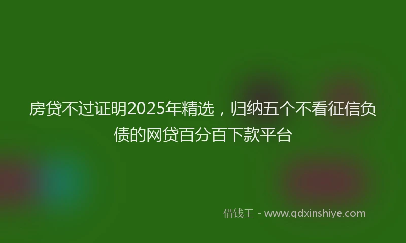 房贷不过证明2025年精选，归纳五个不看征信负债的网贷百分百下款平台