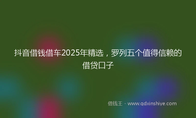 抖音借钱借车2025年精选，罗列五个值得信赖的借贷口子