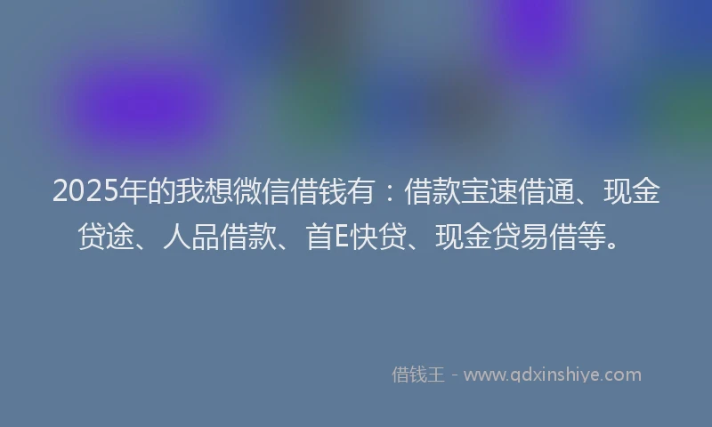 2025年的我想微信借钱有：借款宝速借通、现金贷途、人品借款、首E快贷、现金贷易借等。