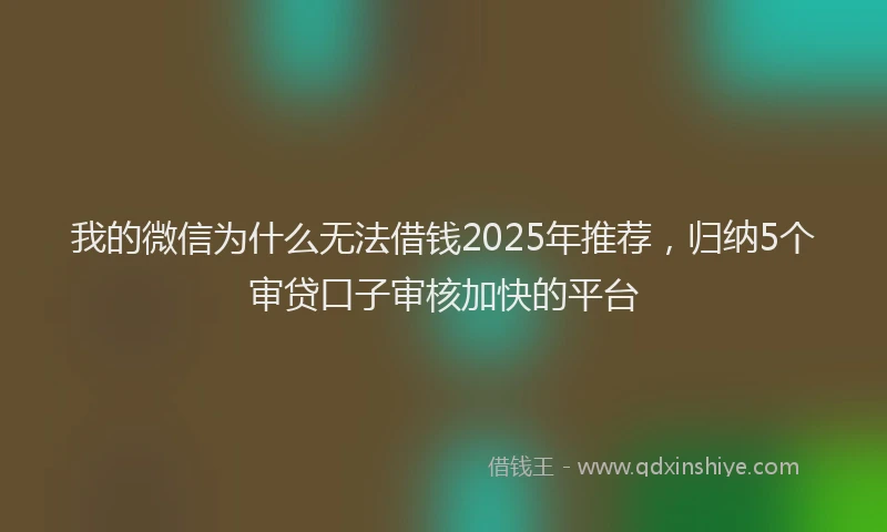 我的微信为什么无法借钱2025年推荐，归纳5个审贷口子审核加快的平台