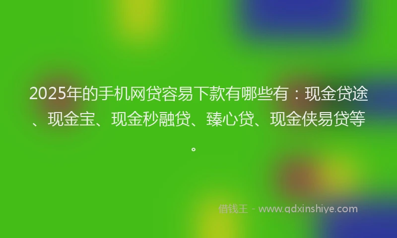 2025年的手机网贷容易下款有哪些有：现金贷途、现金宝、现金秒融贷、臻心贷、现金侠易贷等。