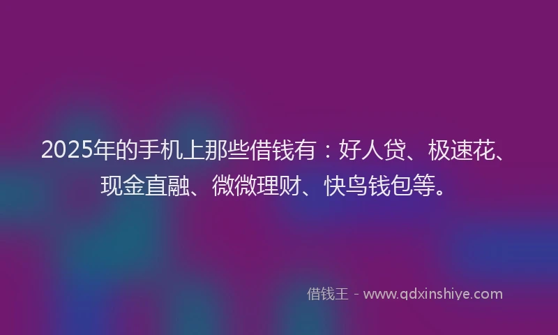 2025年的手机上那些借钱有：好人贷、极速花、现金直融、微微理财、快鸟钱包等。