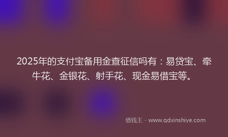 2025年的支付宝备用金查征信吗有：易贷宝、牵牛花、金银花、射手花、现金易借宝等。