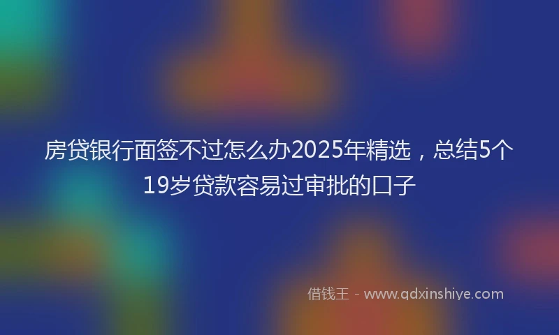 房贷银行面签不过怎么办2025年精选，总结5个19岁贷款容易过审批的口子