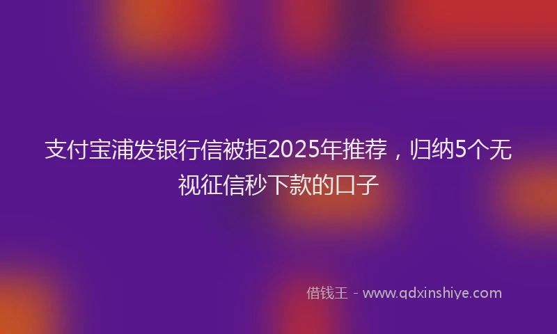支付宝浦发银行信被拒2025年推荐，归纳5个无视征信秒下款的口子