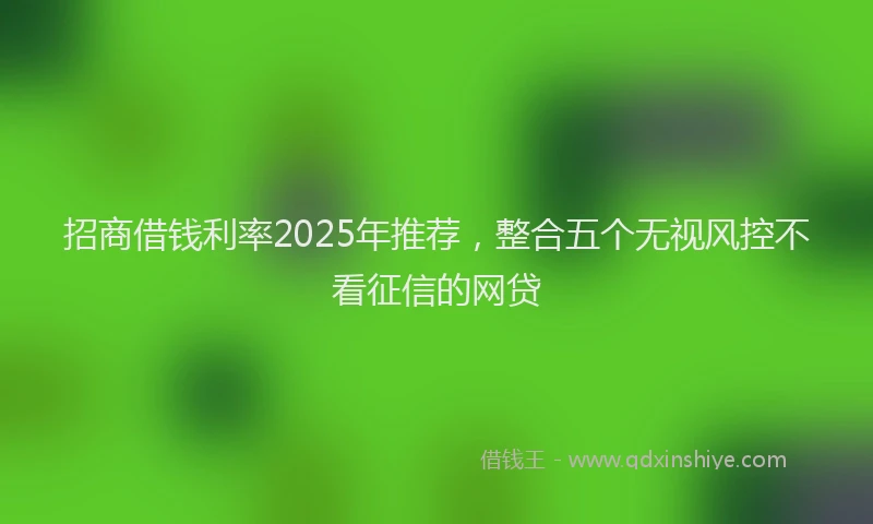 招商借钱利率2025年推荐，整合五个无视风控不看征信的网贷