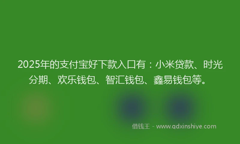 2025年的支付宝好下款入口有：小米贷款、时光分期、欢乐钱包、智汇钱包、鑫易钱包等。