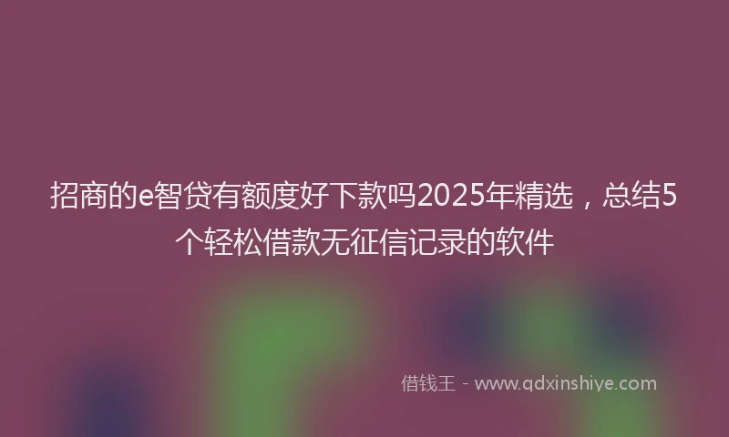 招商的e智贷有额度好下款吗2025年精选，总结5个轻松借款无征信记录的软件