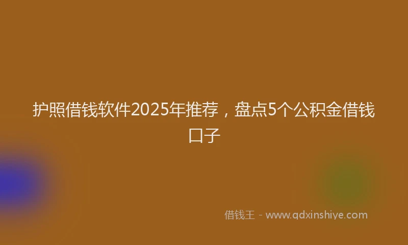 护照借钱软件2025年推荐，盘点5个公积金借钱口子
