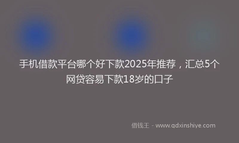 手机借款平台哪个好下款2025年推荐，汇总5个网贷容易下款18岁的口子