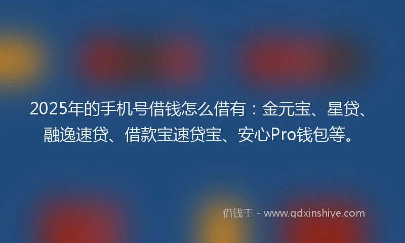 2025年的手机号借钱怎么借有：金元宝、星贷、融逸速贷、借款宝速贷宝、安心Pro钱包等。