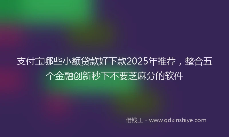支付宝哪些小额贷款好下款2025年推荐，整合五个金融创新秒下不要芝麻分的软件