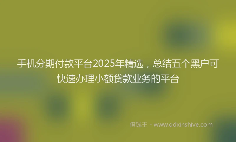 手机分期付款平台2025年精选，总结五个黑户可快速办理小额贷款业务的平台