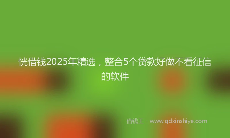 恍借钱2025年精选，整合5个贷款好做不看征信的软件