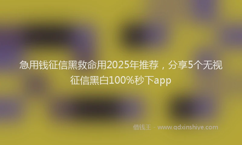 急用钱征信黑救命用2025年推荐，分享5个无视征信黑白100%秒下app
