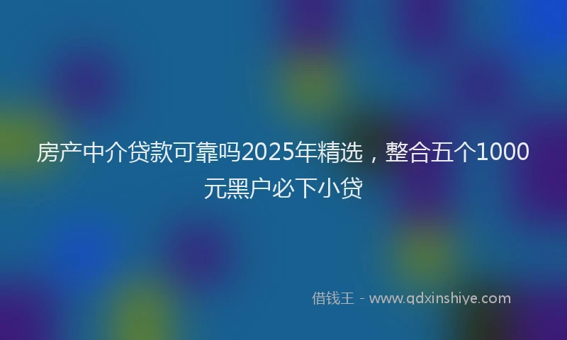 房产中介贷款可靠吗2025年精选，整合五个1000元黑户必下小贷