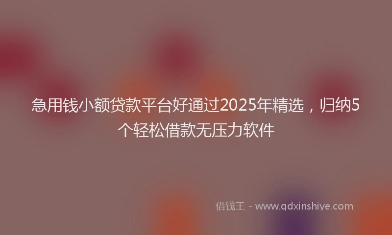 急用钱小额贷款平台好通过2025年精选，归纳5个轻松借款无压力软件
