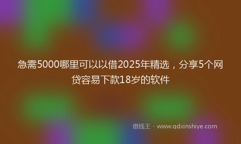 急需5000哪里可以以借2025年精选，分享5个网贷容易下款18岁的软件