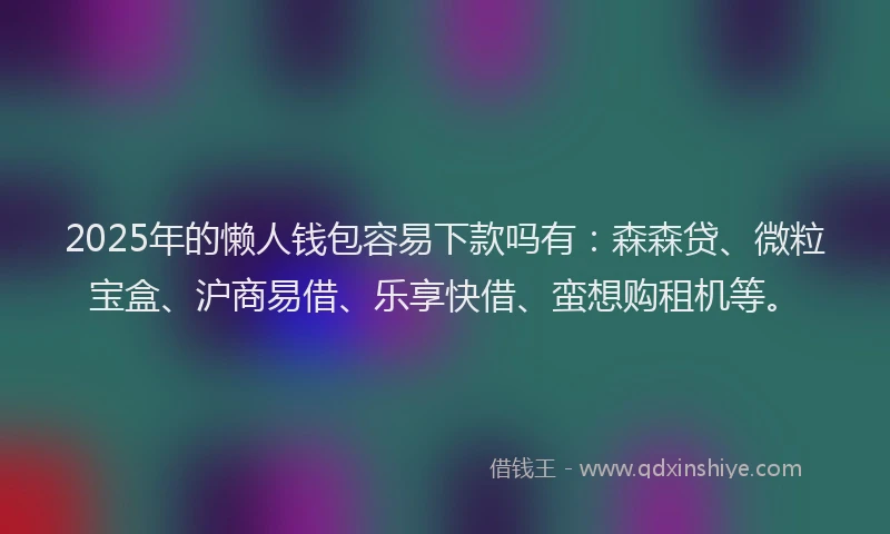 2025年的懒人钱包容易下款吗有：森森贷、微粒宝盒、沪商易借、乐享快借、蛮想购租机等。