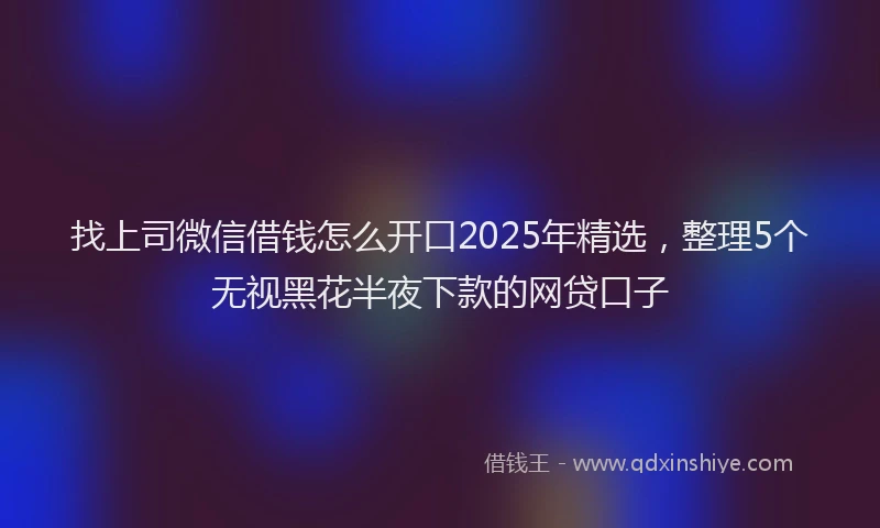 找上司微信借钱怎么开口2025年精选，整理5个无视黑花半夜下款的网贷口子