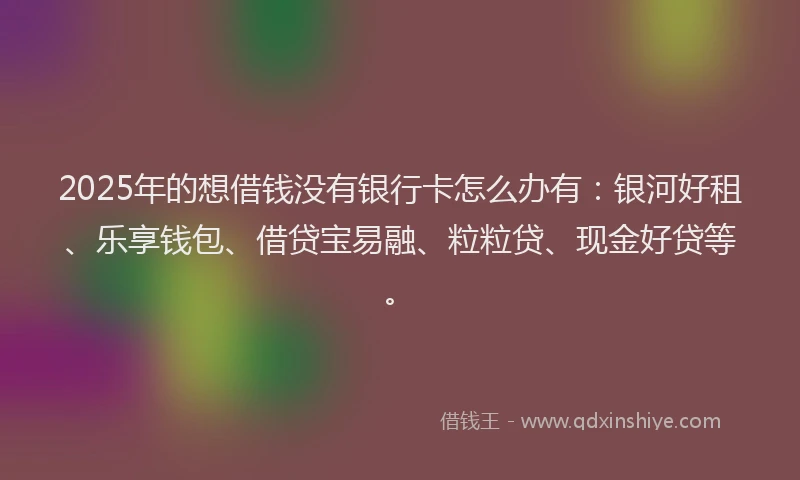2025年的想借钱没有银行卡怎么办有：银河好租、乐享钱包、借贷宝易融、粒粒贷、现金好贷等。
