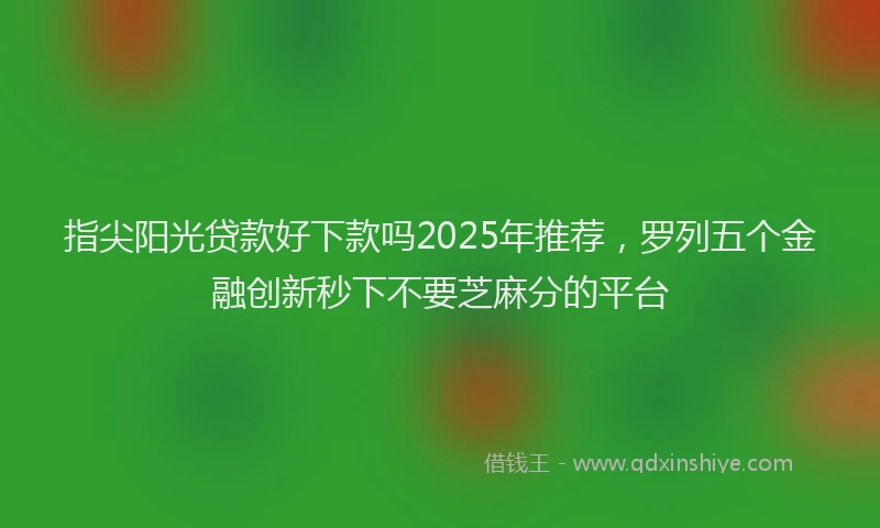 指尖阳光贷款好下款吗2025年推荐，罗列五个金融创新秒下不要芝麻分的平台