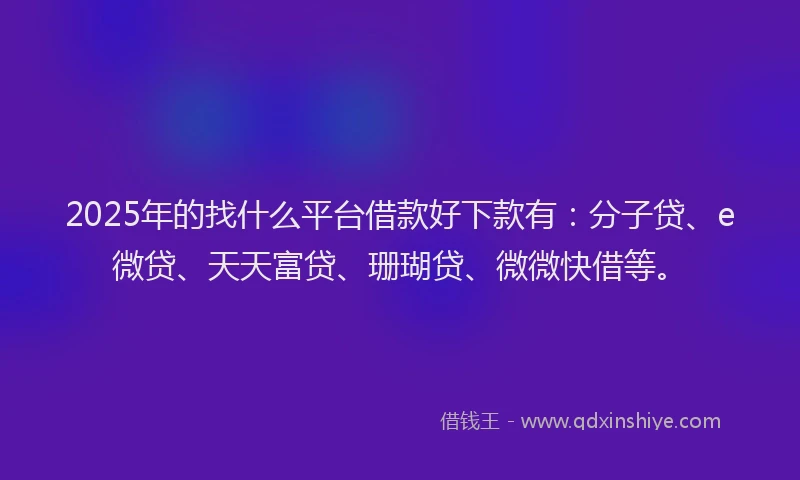2025年的找什么平台借款好下款有：分子贷、e微贷、天天富贷、珊瑚贷、微微快借等。