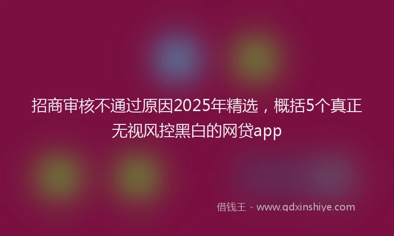招商审核不通过原因2025年精选，概括5个真正无视风控黑白的网贷app