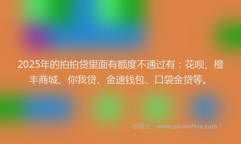 2025年的拍拍贷里面有额度不通过有：花呗、橙丰商城、你我贷、金速钱包、口袋金贷等。
