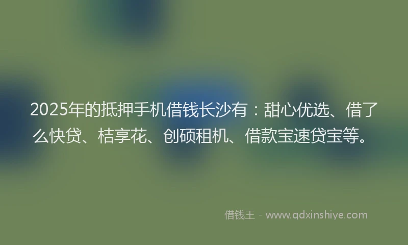 2025年的抵押手机借钱长沙有：甜心优选、借了么快贷、桔享花、创硕租机、借款宝速贷宝等。