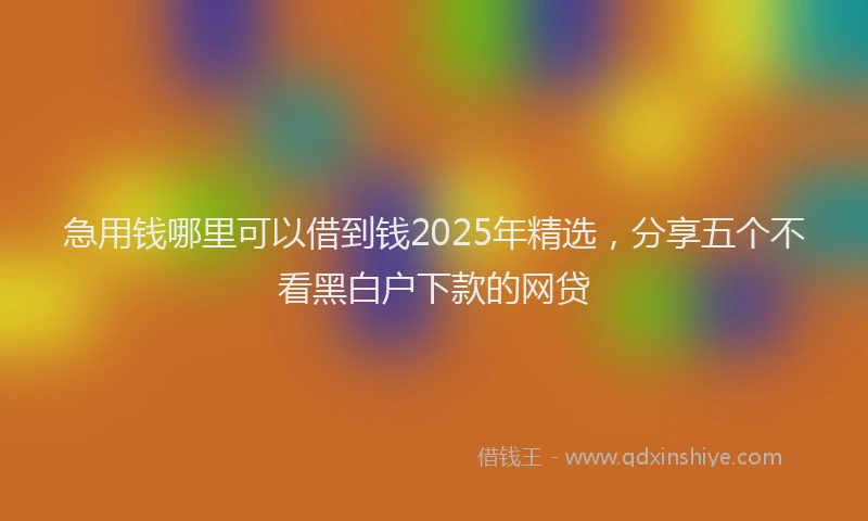 急用钱哪里可以借到钱2025年精选，分享五个不看黑白户下款的网贷