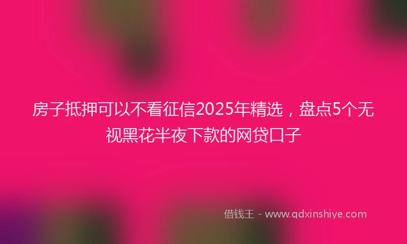 房子抵押可以不看征信2025年精选，盘点5个无视黑花半夜下款的网贷口子