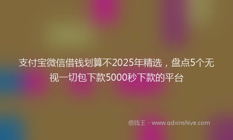支付宝微信借钱划算不2025年精选，盘点5个无视一切包下款5000秒下款的平台
