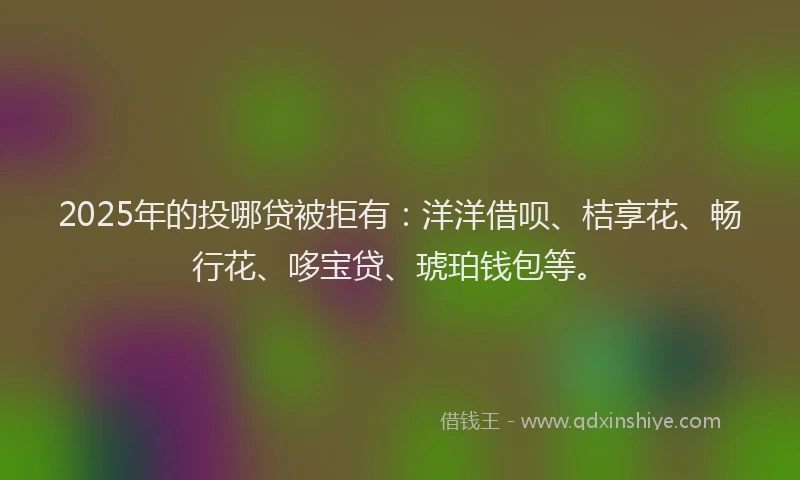 2025年的投哪贷被拒有：洋洋借呗、桔享花、畅行花、哆宝贷、琥珀钱包等。