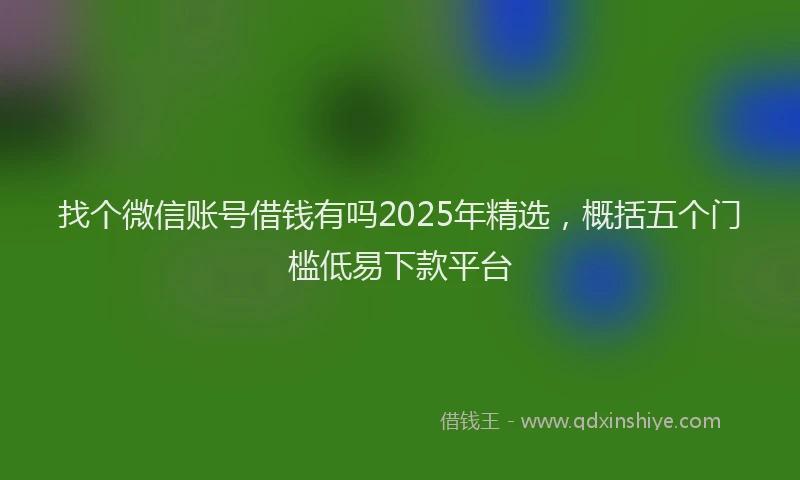 找个微信账号借钱有吗2025年精选，概括五个门槛低易下款平台