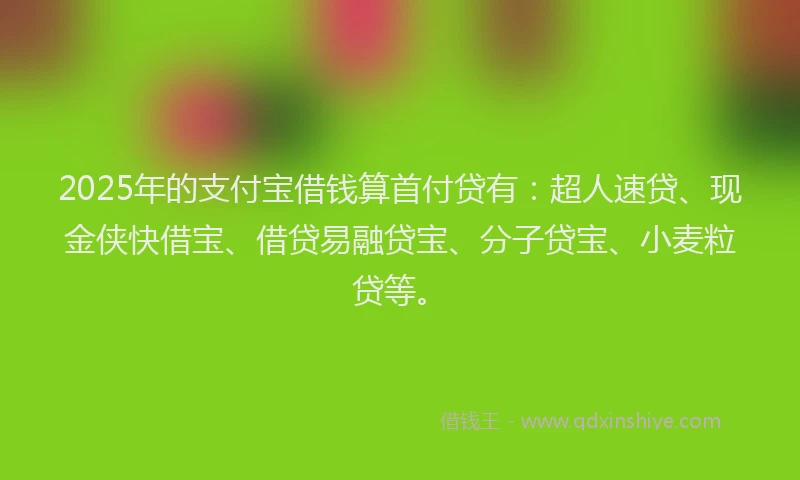 2025年的支付宝借钱算首付贷有：超人速贷、现金侠快借宝、借贷易融贷宝、分子贷宝、小麦粒贷等。