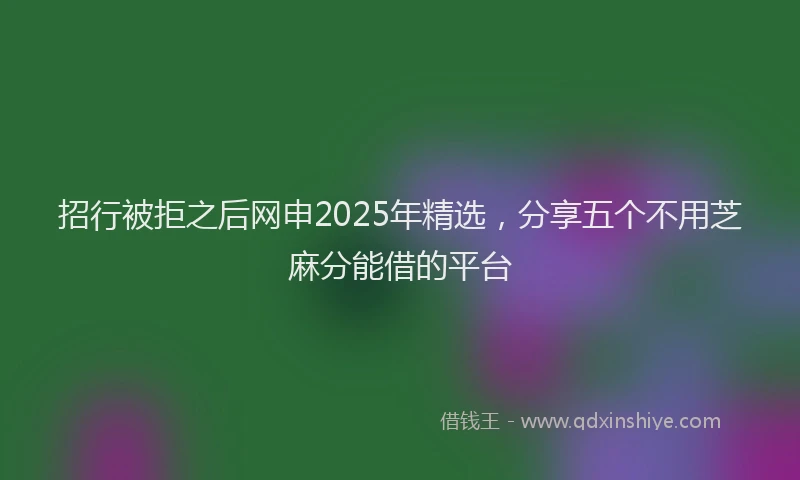 招行被拒之后网申2025年精选，分享五个不用芝麻分能借的平台