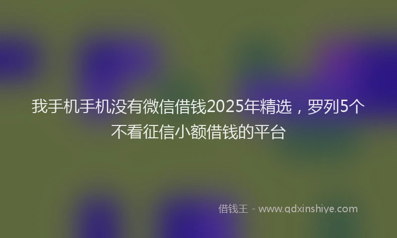 我手机手机没有微信借钱2025年精选，罗列5个不看征信小额借钱的平台