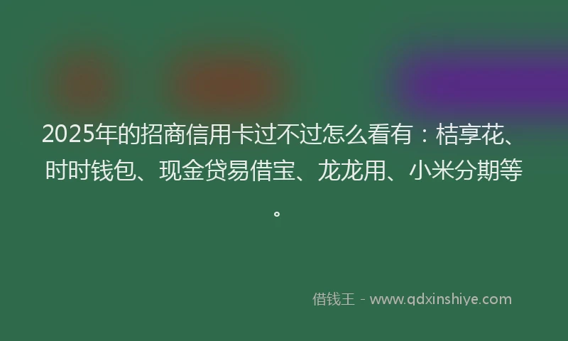 2025年的招商信用卡过不过怎么看有：桔享花、时时钱包、现金贷易借宝、龙龙用、小米分期等。