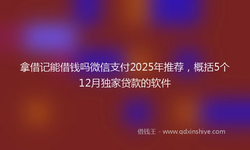 拿借记能借钱吗微信支付2025年推荐，概括5个12月独家贷款的软件