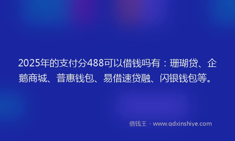 2025年的支付分488可以借钱吗有：珊瑚贷、企鹅商城、普惠钱包、易借速贷融、闪银钱包等。
